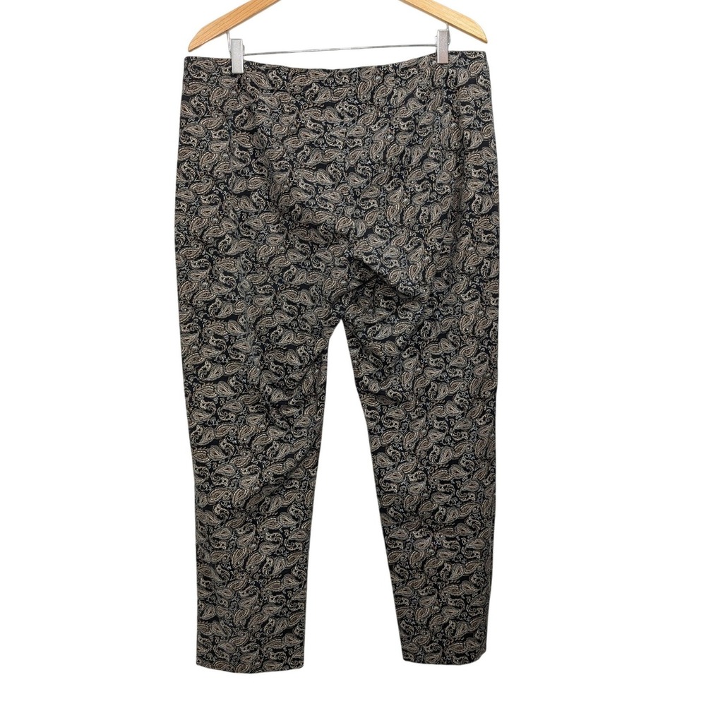 J. Jill Ankle Pants‎ Black Tan Paisley Cotton Stretch Trousers - 14 - Picture 3 of 8